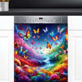 Dishwasher Magnet Cover Animal Rainbow Butterfly Dishwasher Decorative Cover Front Dishwasher Door Cover Reuseable Dishwasher Cover Panel Decal for Kitchen Refrigerator Home Appliances 23" X 26"