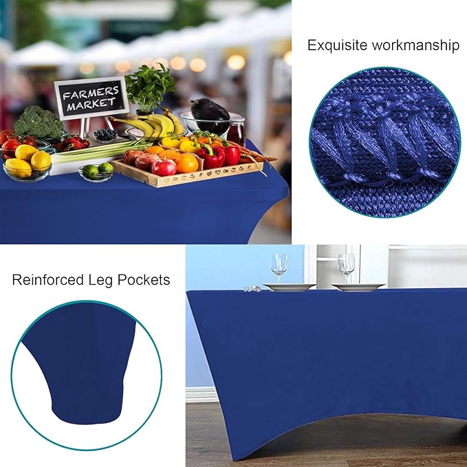 RELIANCER 2 Pack Stretch Spandex Table Covers for Rectangular Tables,4FT Elastic Fitted Tablecloth,Universal Rectangular Table Cloth Protector for Outdoor Party,Wedding,Bar,Birthday,Banquet,Events