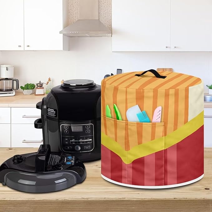 Air Fryer Cover Dust Cover, French Fries Appliance Covers for 3 Quart Air Fryer & Pressure Cooker Kitchen Appliance Accessories with Pockets, Machine Washable