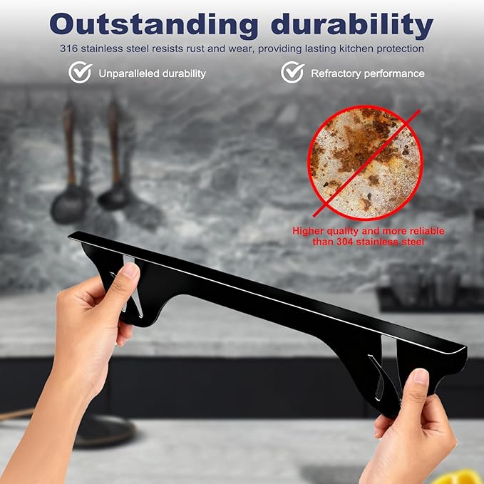 Upgrade 316 Stainless Steel Stove Gap Covers (2 Pack, 23.4”), Heat-Resistant Stove Gap Filler for Kitchen Counter and Stovetop, Range Trim Kit Oven Gap Guard Between Stove and Counter