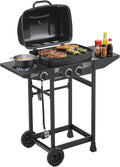 Gas Grill with Side Burner, 2 Burner Propane Grill 24,000 BTU, 237 Sq In Cooking Area, Stainless Steel Outdoor Grill for Backyard, Patio, Balcony