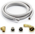 Universal Dishwasher Installation Kit, 3/8" Compression, 5ft long Braided Stainless Steel Hose + 3/4" Hose Bibb Elbow + 3/8" Compression Elbow & Compression Adaptor + 1/2" Compression Adaptor