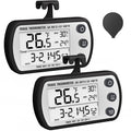 Digital Refrigerator Thermometer 2 Pack, Waterproof Fridge Thermometer, 2.25IN Large Screen Freezer Thermometer, Max/Min Record Function,Timer Function(Black)