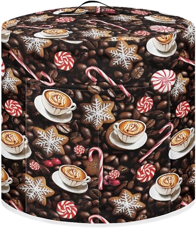 Coffee Dust Cover for Kitchen Instant Pot Accessories Appliance Cover Quart Pressure Cooker Air Fryer Rice Cooker Kitchen Appliance Dust Covers with Storage Pockets Size M