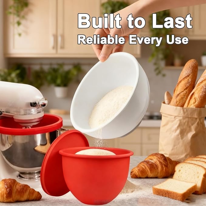 Silicone Bowl Insert Compatible with 5 Qt KitchenAid Tilt-Head Mixer, Food-Grade Non-Slip Bowl Liner, Dishwasher Safe & Easy to Clean Replacement Accessory (3Pcs)