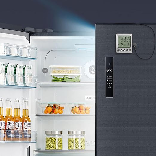 Refrigerator Thermometer Freezer Alarm Digital Freezer Thermometer Fridge Thermometer with Extra Sensor high and Low Temperature Alarm 2pcs White zz10