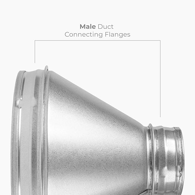 8" to 3" Inch Round Duct Reducer - Male Fit Galvanized Steel Pipe Increaser - Coupling for Round Duct Ventilation Systems - Heating & Cooling, HVAC