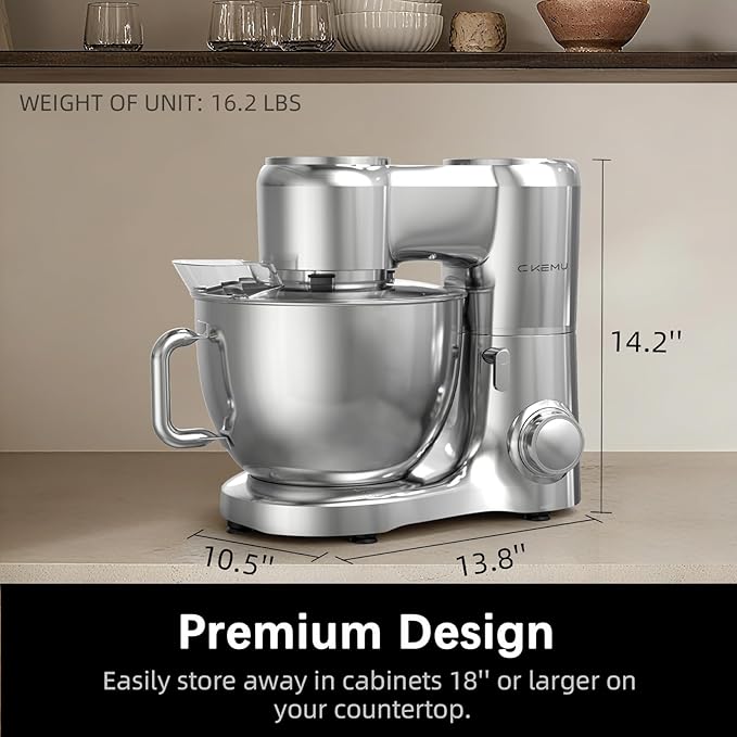 Stand Mixer, 9-Quart Stainless Steel Bowl, 660W Professional Power, Multiple Speed Options, Sturdy Design, Easy to Clean, Lifetime Support, SM-1550(Silver)