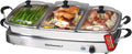 Elite Gourmet EWM-9933 Triple 3 x 2.5 Quart Trays Buffet Server 7.5 Qt Oven Safe Pan Food Warmer, Temperature Control, Clear Slotted Lids, Perfect for Parties, Entertaining & Holidays, Stainless Steel