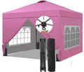 Saemoza 10x10 Pop Up Canopy Tent with One Push Setup, Portable Sun Shade Tent, Instant Easy Up Canopy with 4-Sidewalls & Handbag, Outdoor Fldable Gazebo with Vent Top, Pink.