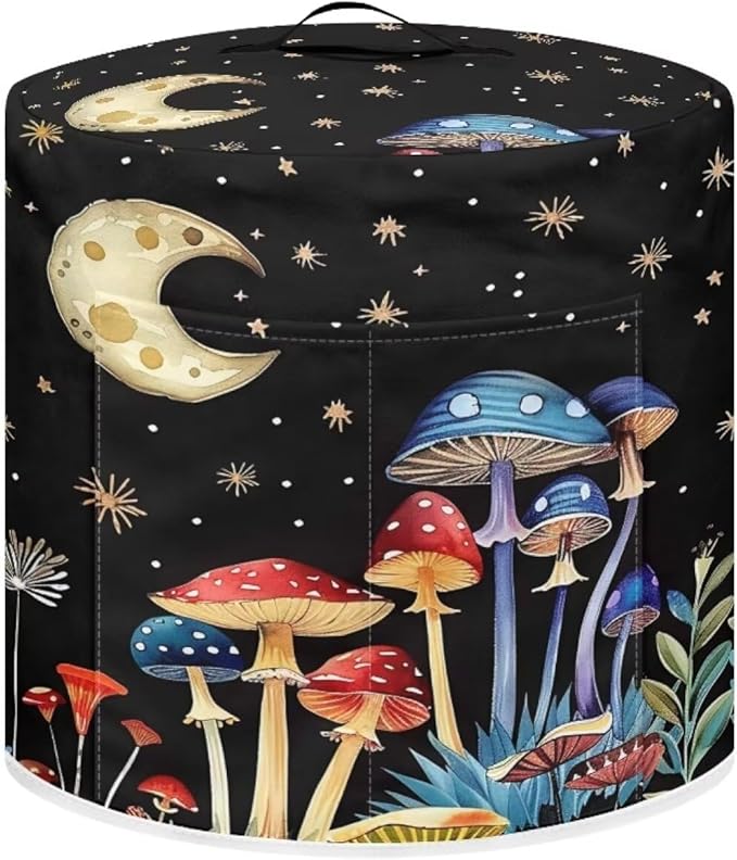 Mushroom Pressure Cooker Cover for Women Dust Protection Insulated Rice Cooker Cover Water Resistant Dust Cover with Pockets for Instant Pot 6 Quart Vintage Appliance Cover for Kitchen
