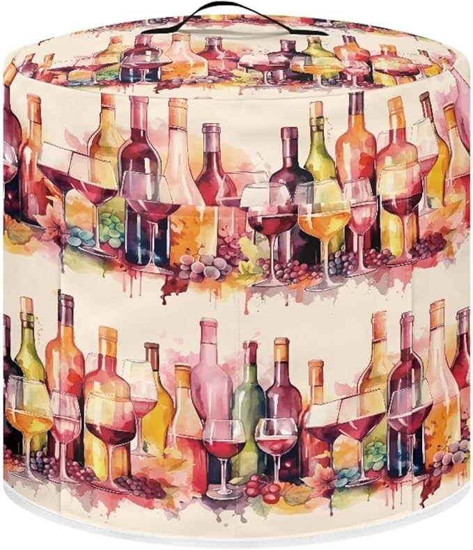 Pressure Cooker Cover Dust-Proof Kitchen Appliance Cover Air Fryer Cover for 6 Quart Instant Pot, with Handle and Pockets Keep Kitchen Appliance Clean Home Decor, Wine Painting