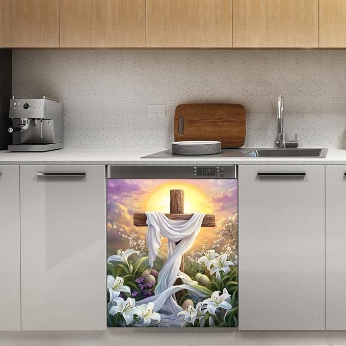 Easter Ross Eggs Dishwasher Magnet Cover Front Dishwasher Cover Decor Reusable Magnetic Door Cover Panel Decal Home Appliances Stickers Kitchen Refrigerator Fridge 23"x26"
