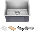 KRAUS Kore 23-Inch Undermount Workstation Single Bowl 16 Gauge Deep Laundry Utility Stainless Steel Kitchen Sink with Accessories, KWU100-23L