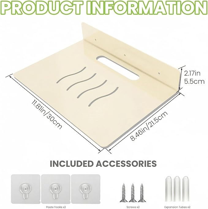 Steel Floating Shelves for Wall,Small Wall Shelf，Suitable for Bedroom, Living Room, Bathroom, Kitchen, Office (Warm White, 11.81x8.46 in)