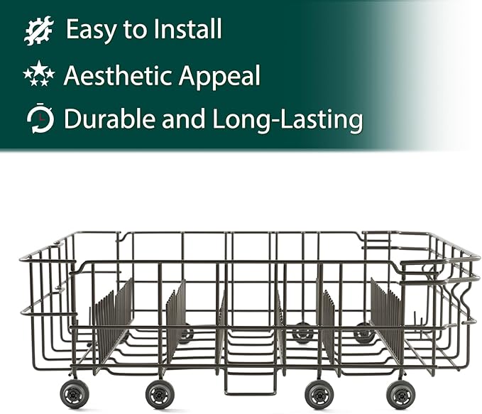 Upgraded DD82-01384A DD81-02295A Dishwasher Rack Replacement Parts for Samsung Dishwasher Lower Dish Rack 22.5'' D x 20.5'' W Basket Wheels Rollers DW80M2020US DW80R2031US Bottom Dishrack Assembly