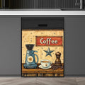 Vintage Coffee Dishwasher Magnet Cover,Retro Coffee Maker Magnetic Dishwasher Cover Vinyl Sticker,Coffee Bean Fridge Door Cover Magnets Art Skin Panel Decal,Home Decor Decal,23"X26"