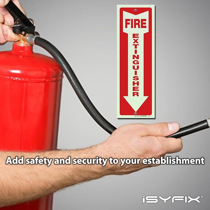 iSYFIX Fire Extinguisher Reflective Signs – 3 Pack 4x12 Inch – 40 mil Thick Polystyrene Plastic, Laminated for Ultimate UV, Weather, Scratch, Water & Fade Resistance, Indoor & Outdoor