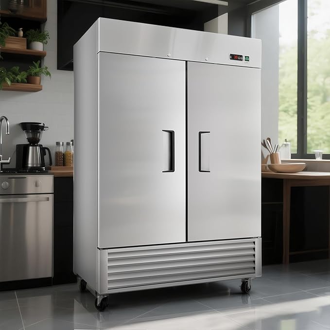 54" W Commercial Refrigerator 2 Door, 49 Cu.ft Commercial Fridge, Stainless Steel Reach-In Refrigerator Upright, ETL Approved for Restaurant, Bar, Shop
