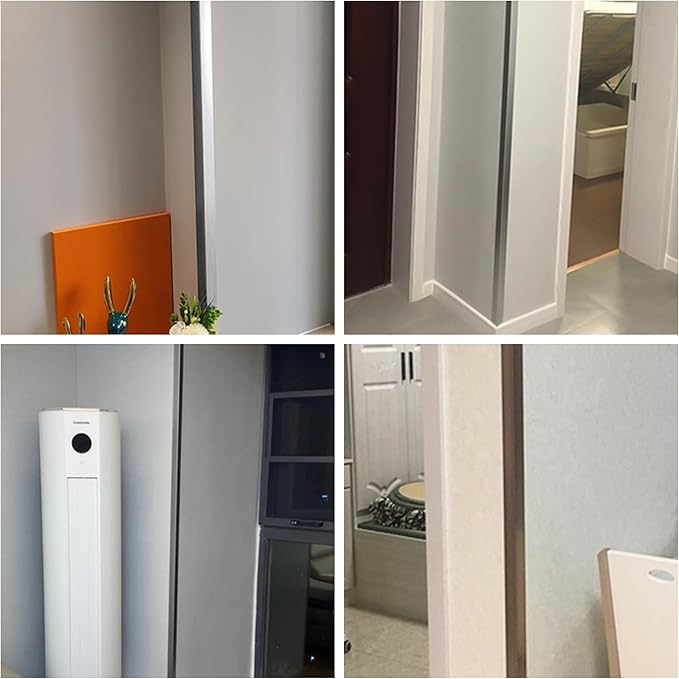 10pcs 48"L*0.98"W Aluminum Self-Adhesive Wall Corner Protectors, Wall Furniture Bumper, Safety Baby Proofing Corner Cushion Table Edge, Wide Coverage and Easy to Install - Silver