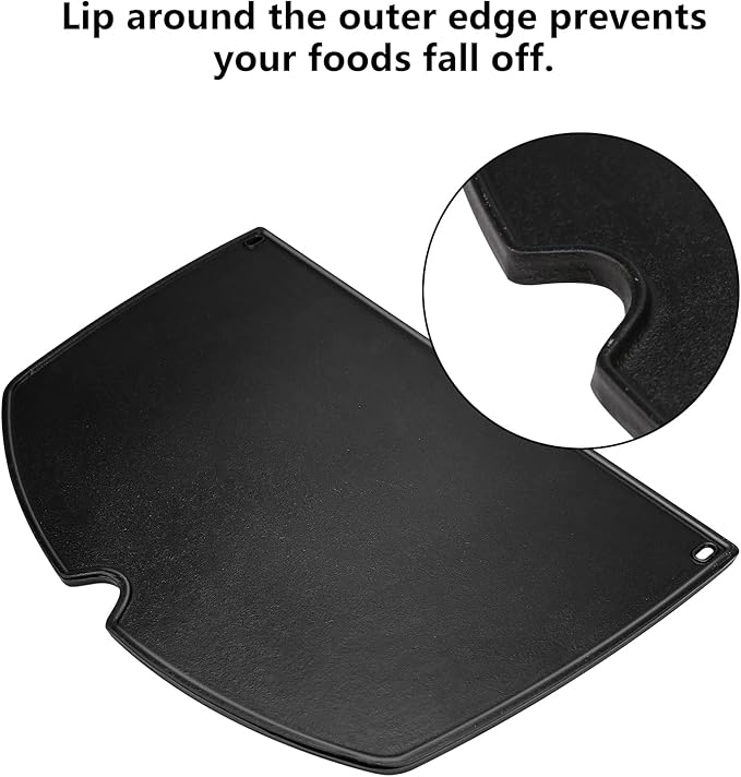 For Weber Q Griddle, 6506 Cast Iron Griddle for Weber Q300 Q320 Q3000 Q3100 Q3200 Series Gas Grills Parts, Grill Griddle Insert for weber 57060001 586002 426001 56010049 404341, 17.8" x 12.4"