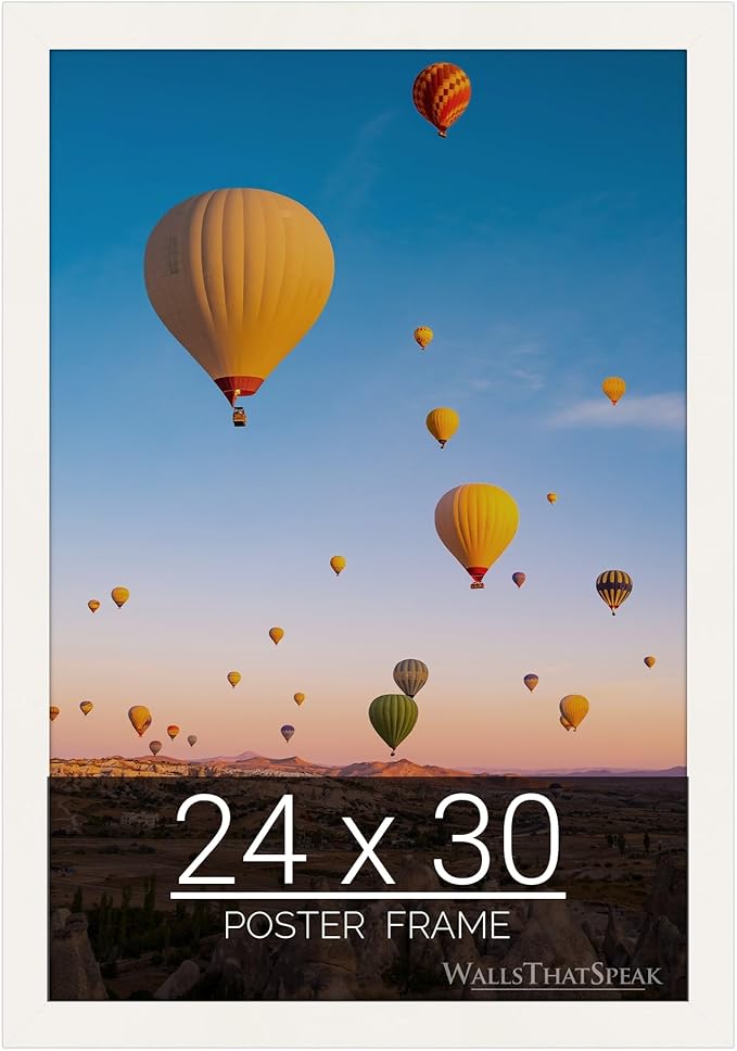 wallsthatspeak 24x30 White Picture Frame for Puzzles Posters Photos or Artwork
