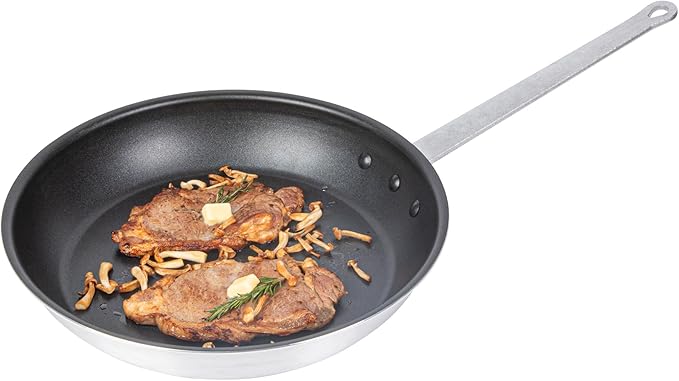 Restaurantware-Met Lux 14 Inch Fry Pans, Set Of 6 No-Stick Frying Pans - Induction-Ready, Triple-Riveted, Black Aluminum Cooking Skillets, Durable, For Searing, Sautéing, And Browning Food