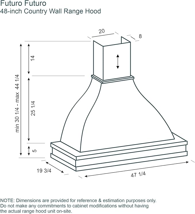 Futuro Futuro Country 48 Inch Wall-mount Ducted Range Hood, Classic Style Design, Painted Steel with wooden frame, LED, Ultra-Quiet, with Blower