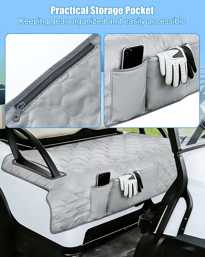 Heated Golf Cart Seat Cover, Non-Slip Winter Golf Cart Seat Warmer Towel Blanket Compatible with EZGO Yamaha Club Car and Most 2 to 3 Seats, 52×32 Inch