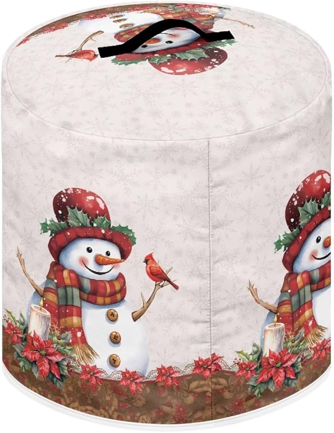3 Quart Pressure Cooker Dust Cover with Top Handle and Storage Pocket Home Kitchen Decor Air Fryer Rice Cooker Stain-Resistant Cover Christmas Cute Snowman Print