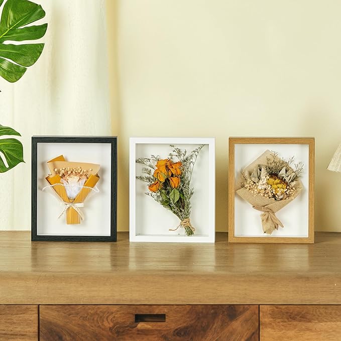 8x10 Shadow Box Display Case Picture Frame with Soft Linen Back,Large Wood Color Shadow Box 8x10 for Flowers Medal Display Case Jersey pet Graduation Memorabilia Baby Ltems Crafts Photos