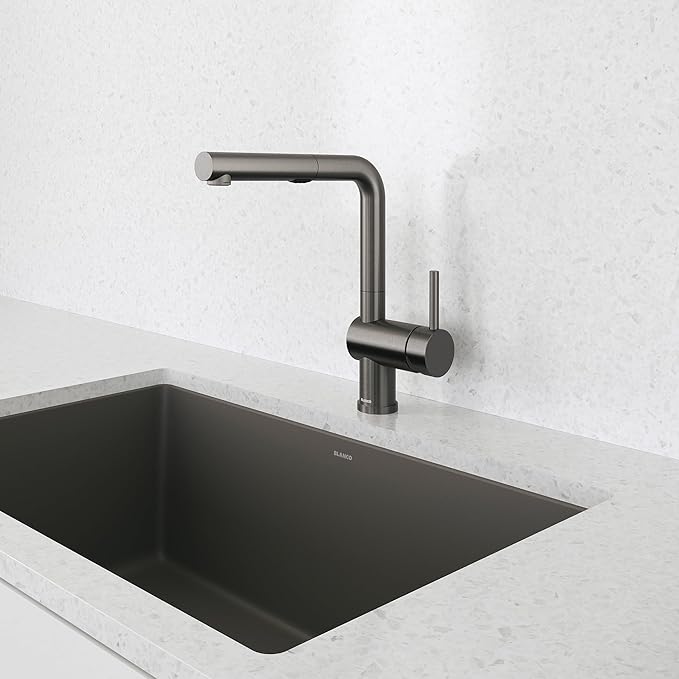 BLANCO 443120 Precis Silgranit 30” Single Bowl Undermount Kitchen Sink, Volcano Gray