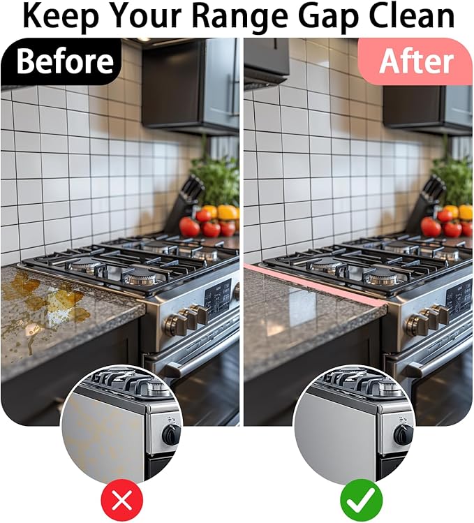 Stainless Steel Stove Gap Covers in Pink– 2 Pack Adjustable 13.8” to 27.5” Retractable Stove Gap Filler, Heat Resistant Guard for Range Top & Counter Gaps, Easy to Clean and Maintain