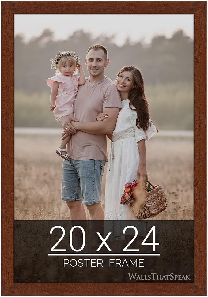 wallsthatspeak 20x24 Dark Walnut Rustic Pine Picture Frame for Puzzles Posters Photos or Artwork