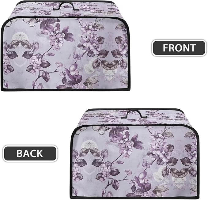 Purple Flower Slow Cooker Dust Cover Oval 6-8 Qt Dust Proof Convenient