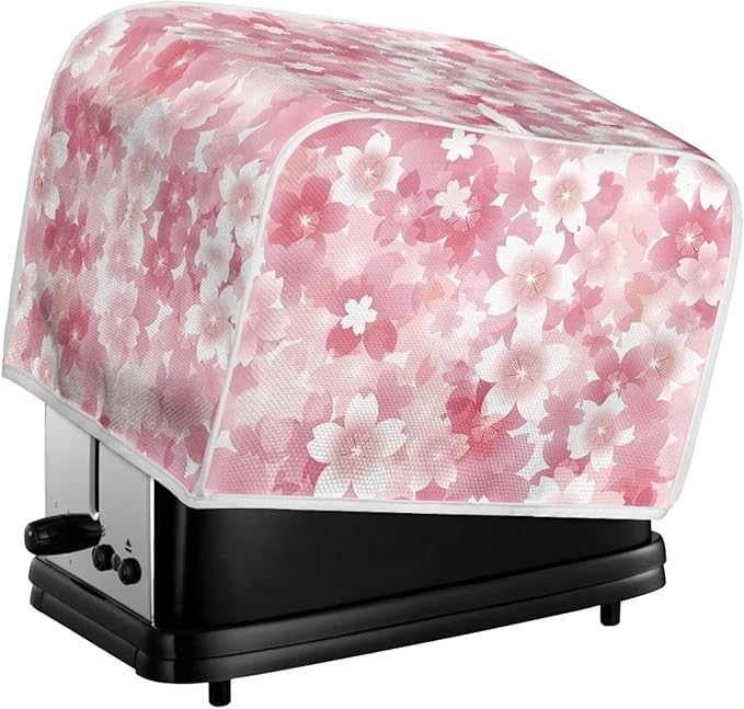 UNICEU Cherry Blossom Print Toaster Dust Cover Protector Compatible with 4 Slice Heat-Resistant Dust Protection Anti-scratch Home Kitchen Decor
