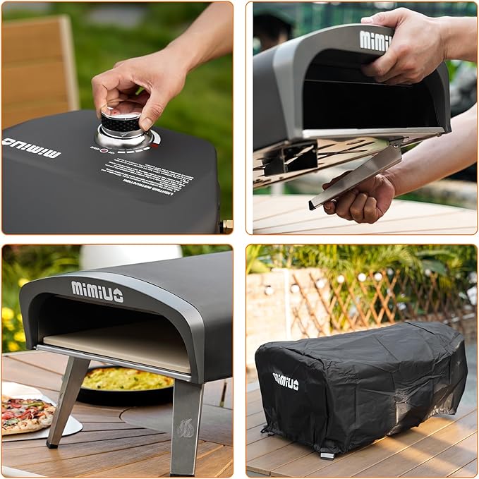 Mimiuo Gas Pizza Oven Outdoor - Portable Propane Pizza Ovens for Outside - Professional Pizza Stove with 13 inch Pizza Stone, Ideal for Any Outdoor Kitchen