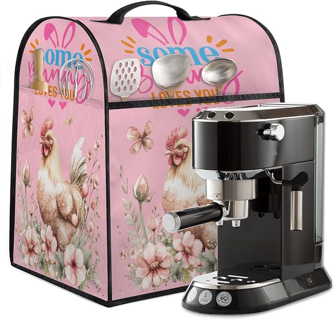 Kitchen Aid Mixer Cover Rooster Flower Floral Butterfly Stand Mixer Cover Compatible with 6-8 Quarts Stand Mixers, Dust Covers with Zipper Pocket Foldable Washable Kitchen Aid Organizer Bag