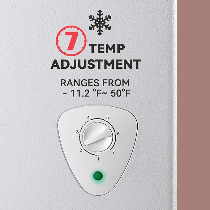 5.0 Cu.Ft Chest Freezer WANAI Deep Freezers Large Storage 7 Temperature Control Low Noise with Removable Basket for Dorm Apartment Home Kitchen