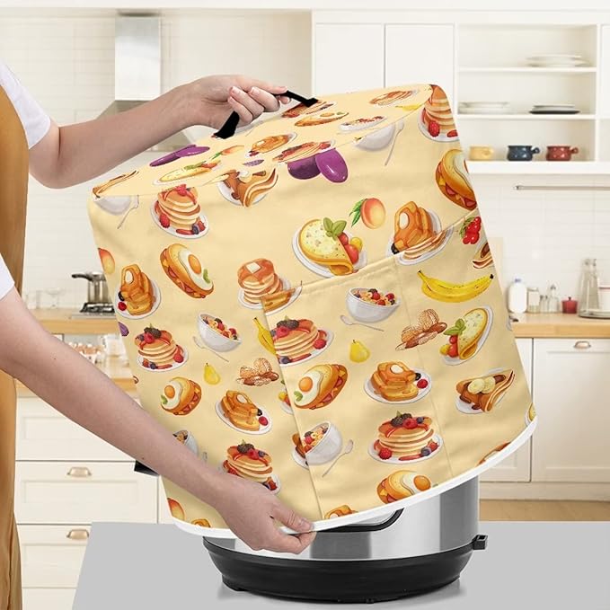 Cute Food Pattern Kitchen Appliance Cover for 6 qt Pressure Cooker,Small Appliance Dust Cover for Electric Pressure Cooker/Air Fryer/Rice Cooker/Steamer/Toaster/Oven,Washable
