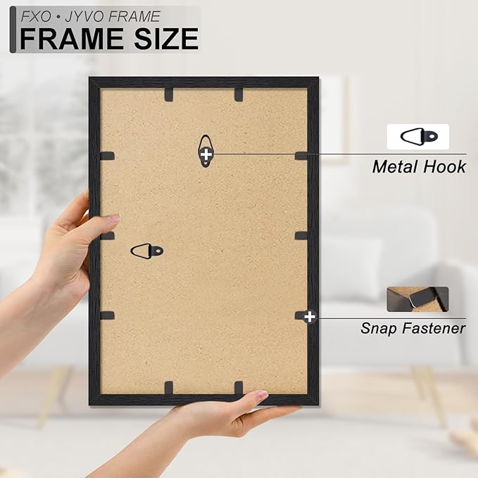 Engineered Wood 12x17 Picture Frame Set of 6, Black Frame for 12 x 17 Inch Picture Poster Photo, Light Weight 12 by 17 Frame with Wood-grain for Wall - 6 Pack/Black/12 x17