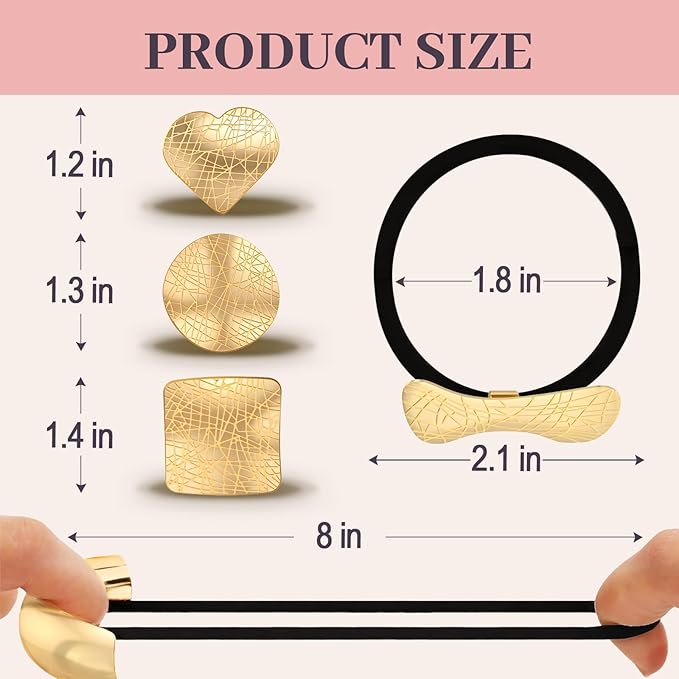 3PCS Metal Hair Tie For Women,Gold Cuffs,Metal Geometric Gold Hair Ties, Hair Accessories Stretchy and Non-Damage Ponytail Holders,Ponytail Cuff Hair Bands For Hair Styling(SET9)
