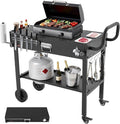 VEVOR Outdoor Grill Cart, 31.0 x 17.0 inch Tabletop Size Grilling Table, Foldable Outdoor Cooking Table with Tissue Holder, Wheels, Magnetic Tool Rack, BBQ Prep Tables for Picnic, Kitchen, Courtyard