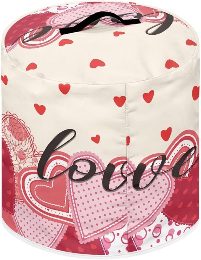 TODIYADDU Love Print Pressure Cooker Cover with Handle and Storage Pocket for Extra Accessories - Portable Kitchen Small Appliance Dust Protective Case for Air Fryer Toaster