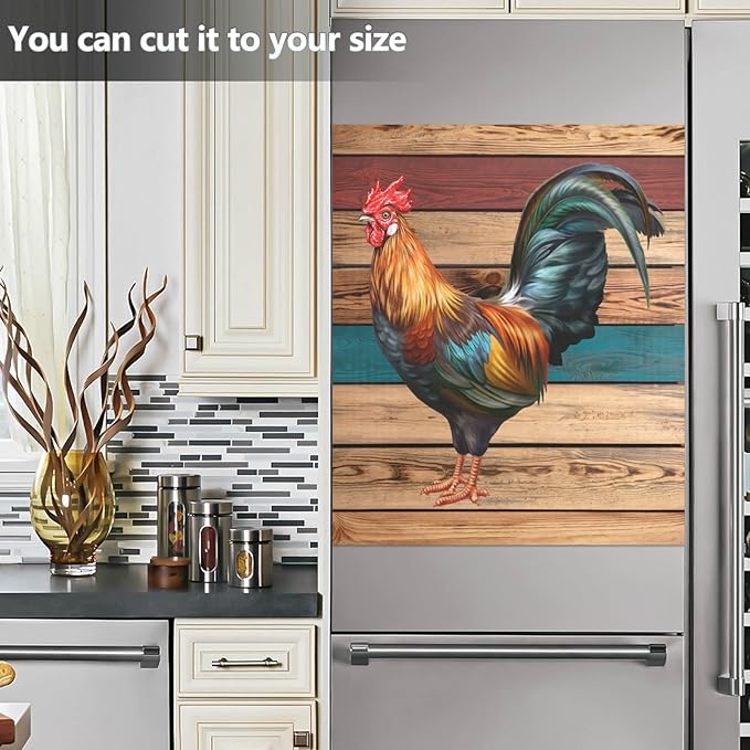 Dishwasher Magnet Cover Rooster Farmhouse Magnetic Refrigerator Panel Decorative Vinyl Fridge Microwave Sticker Home Seasons Decor, 26x23 in