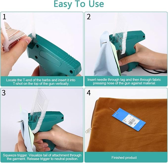 BS ONE Price Tagging Gun for Clothing, Standard Retail Price Tag Attacher Gun Kit for Clothes Labeler with 6 Needles & 1000pcs 1" Barbs Fasteners & Organizer Bag for Store Warehouse Yard Sale