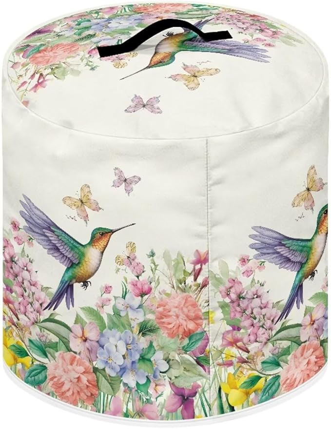 Appliance Dust Covers for Air Fryer & Pressure Cooker, Small Appliance Covers with Pockets Fits Pressure Cooker (8 Quart) and Extra Accessories - Hummingbird Floral