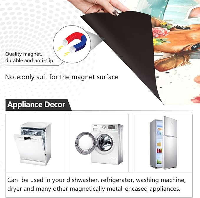 Highland Cow Pig Donkey Truck Dishwasher Magnet Cover Sticker Magnetic Refrigerator Panel Front Door Fridge Microwave Decal