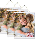 Picture Frame, 16 inch White Magnetic Poster Hanger, 3 Pack, for Wall Art Pictures Photos Prints Maps, Damage Free, Wide Compatibility, Wood Grain Finish