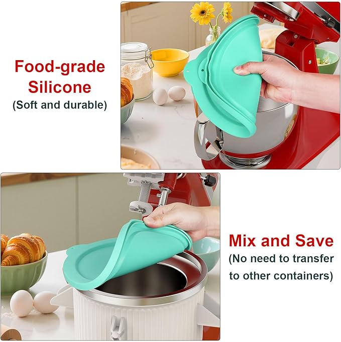 Silicone Covers for Kitchenaid Ice Cream Bowl, Silicone Lid Compatible with Kitchenaid Tilt-Head Stand Mixer 4.5-5 Quart Stainless Steel Bowls, Dishwasher Freezer Safe